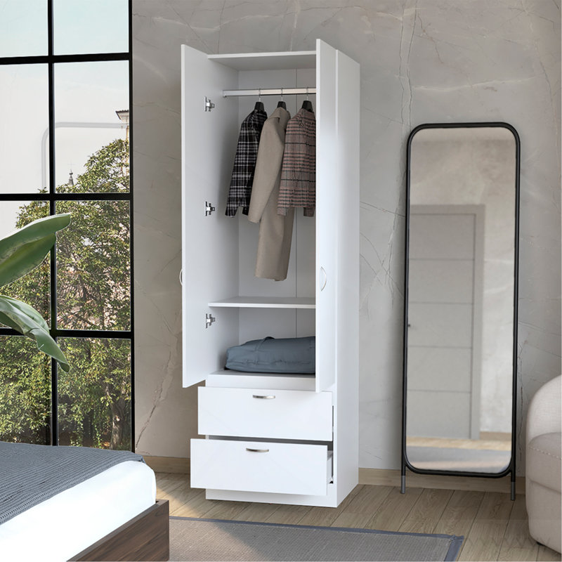 Armoire Marlton, chambre à coucher, blanc, Blanc