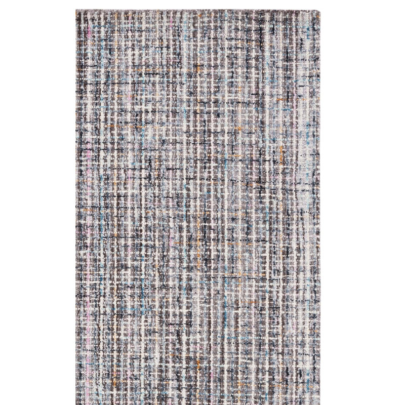 Tapis en laine / coton touffeté à la main abstrait en brun / gris, Rectangle 5 pi x 8 pi