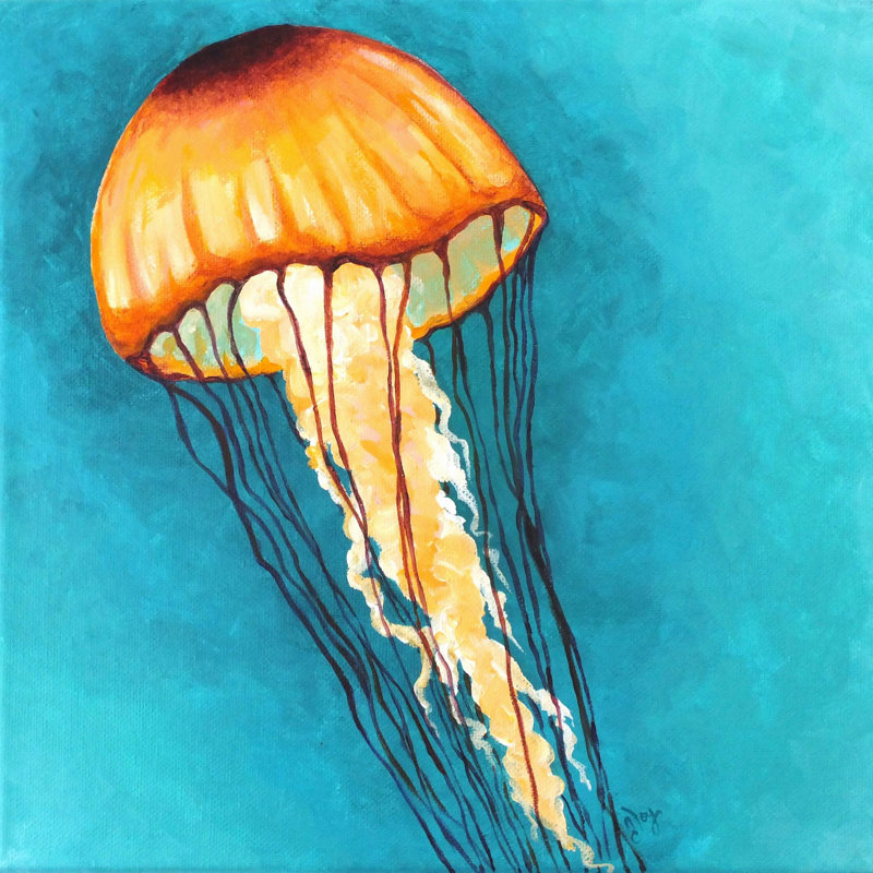 «Jellyfish Yellow», reproduction sur toile tendue, H 24 po x l 24 po