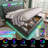 Black Pu King Size Upholstered Bed With 360 Surround Led And Hydraulic Storage Option Facility, Type-C,-555959607-555959594