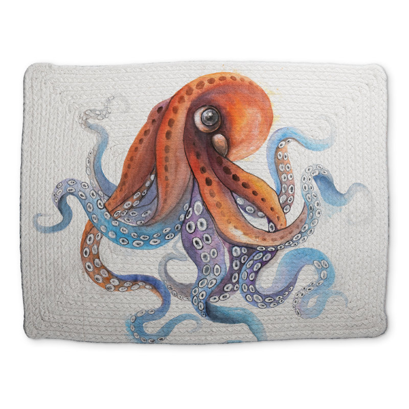 Funny Colorful Octopus Placemat | Blue Animals Bedroom Decor