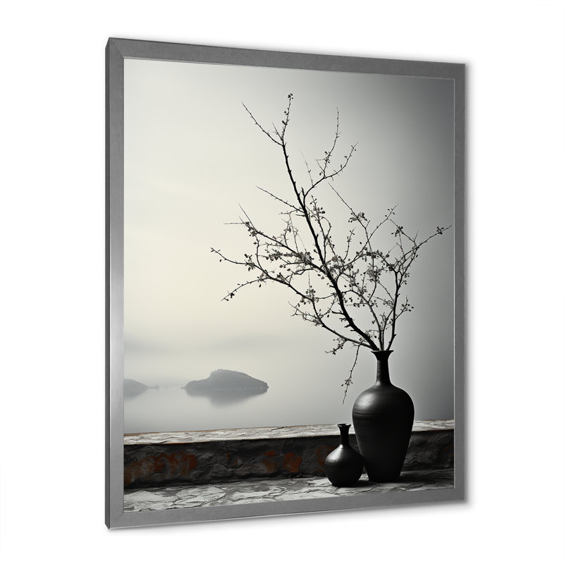 " Minimalism Winters Window Oasis I ", Silver Single Picture Frame, 32" H x 16" W x 1" D