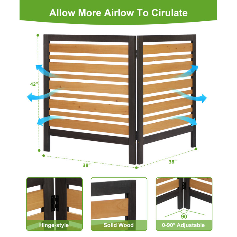 Écran de clôture pour climatiseur extérieur à 2 panneaux, clôture d'intimité en bois pour l'extérieur, patio de jardin l 38 po x H 42 po