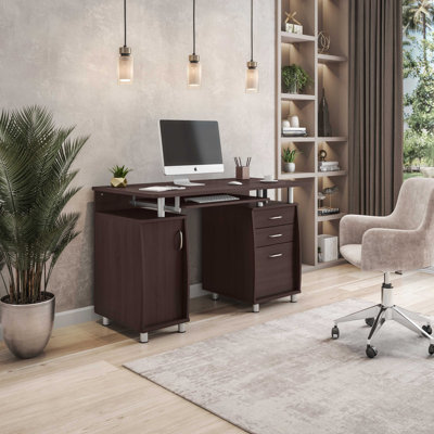 Harris 48'' Floating Computer Desk with Drawers and Storage Cabinet