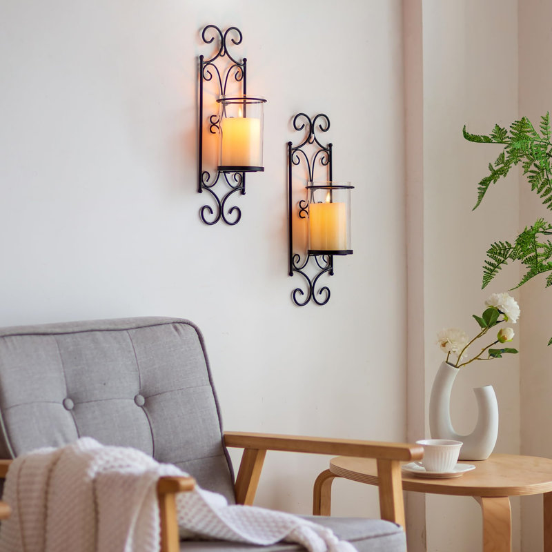 2 Piece Metal Candlestick Set