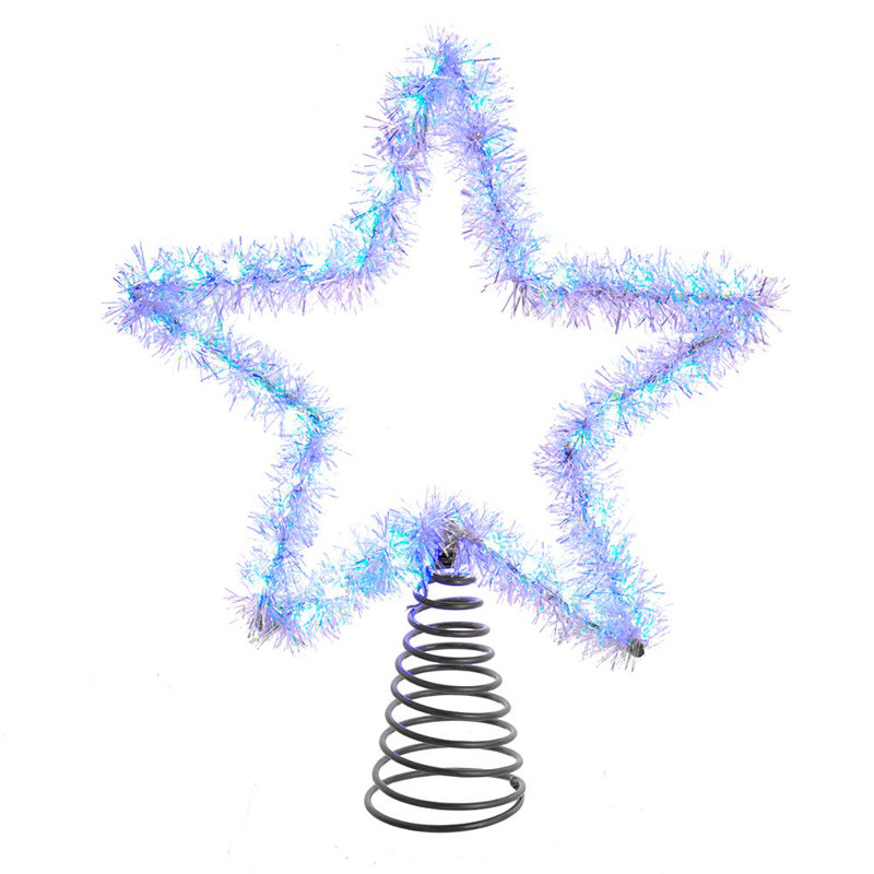 LED Tinsel Star Tree Topper, White