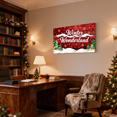 «Christmas Winter Wonderland Snowy Trees», ensemble de 3 impressions sur toile