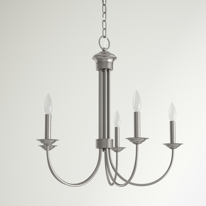 Arunvir 5-Light Dimmable Candle Style Chandelier, Brushed Nickel