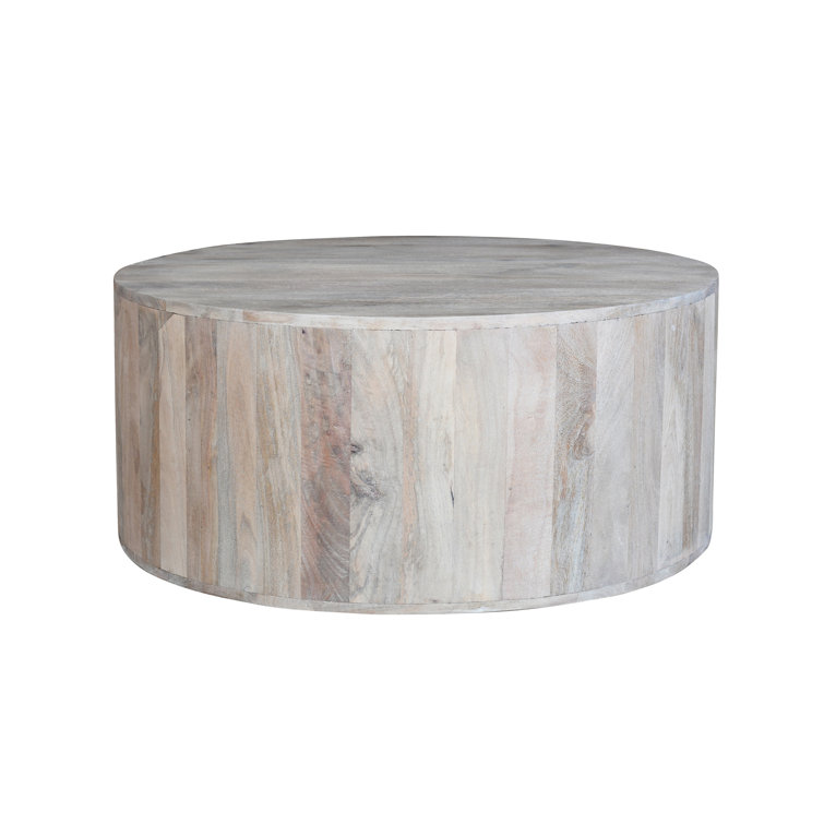 Brittie Drum shape coffee table - Wash White Finish 