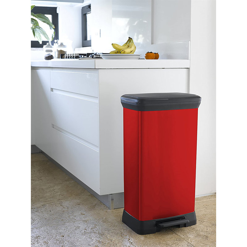 Cartney Plastic Kitchen Trash Can - 189.27L, Red