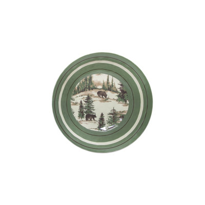  Melamine Pine Tree Bear Print Lodge Western Style 4 Piece Bowl Set