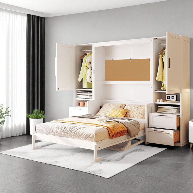 Lit escamotable moderne en MDF blanc pour la maison