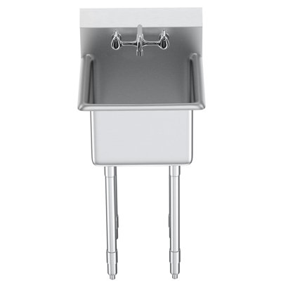 18"X41" Commercial Stainless Steel Single Bowl Sink With Ceramic Valve Core And Leak - Prevention Feature, 11 Gallons Heavy Duty Utility 360 Faucet Rust Structure,