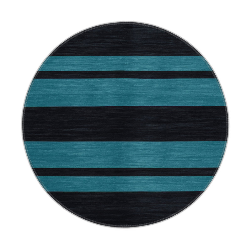 Tapis intérieur / extérieur gris HorizontalStripes, Rond 5 pi