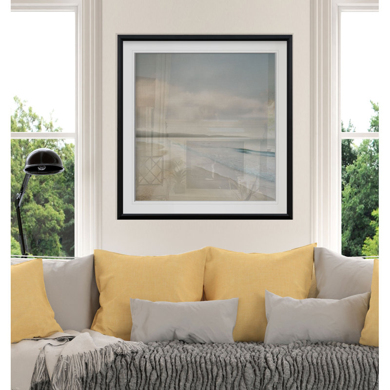 " Cloud Coast ", 30.5" H x 30.5" W, Black Plastic, Framed Print