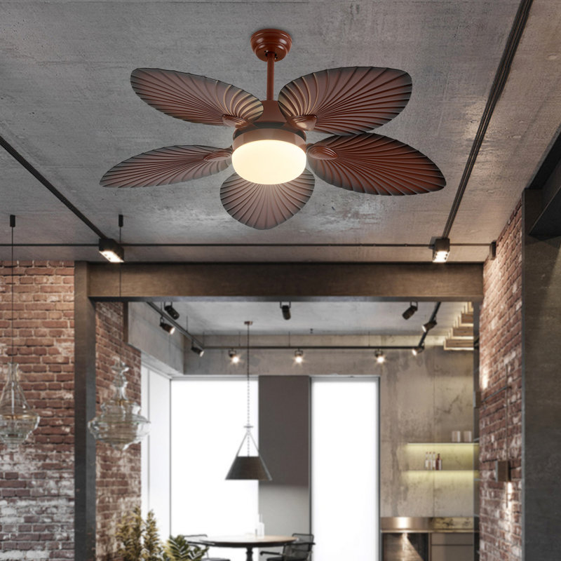 Mel 52 Inch Retro Retractable Blades Ceiling Fan with LED Light Chandelier with Remote Control
