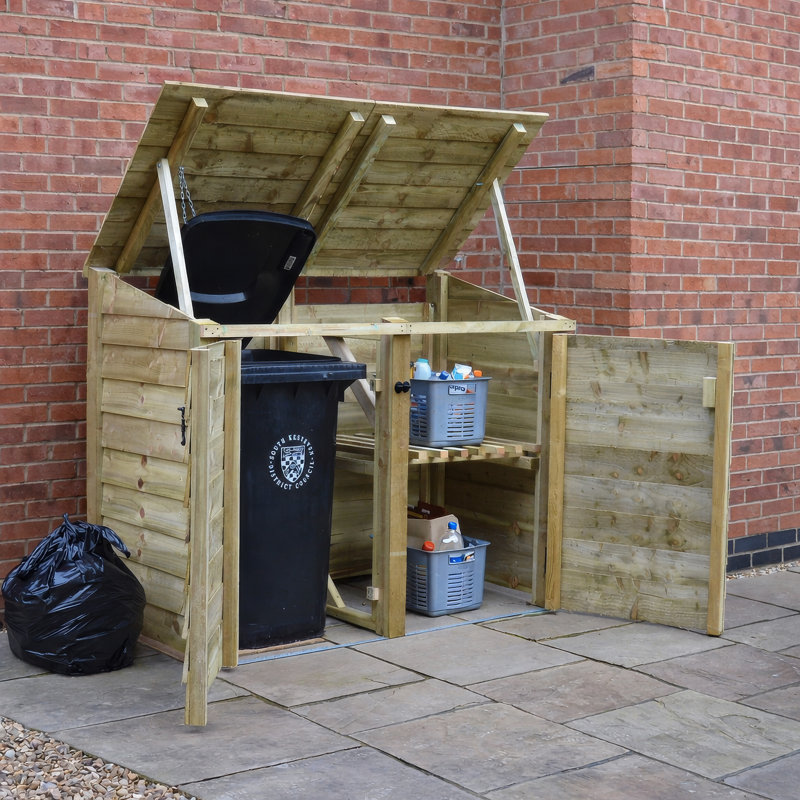 Elizabethtown Wooden Double Bay Wheelie Bin Store, Light Green