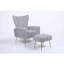 Chaise d'appoint rembourrée avec coussins capitonnés et repose-pieds gris-1757409268