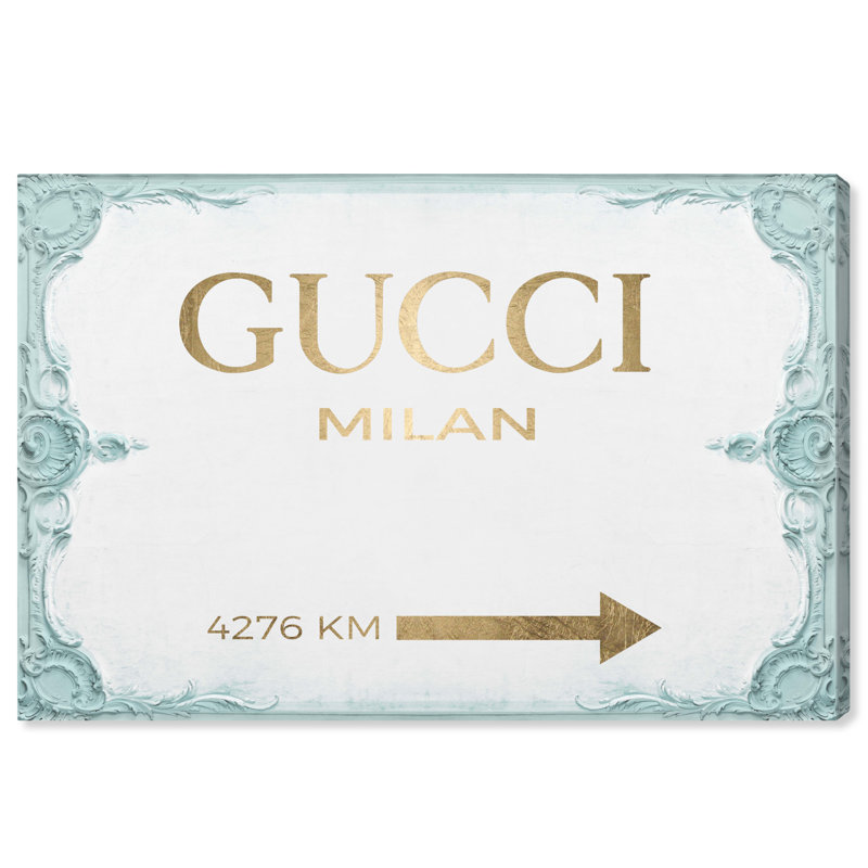 «Milan Sign Aqua», art textuel sur toile, Toile tendue, H 36 po x l 54 po