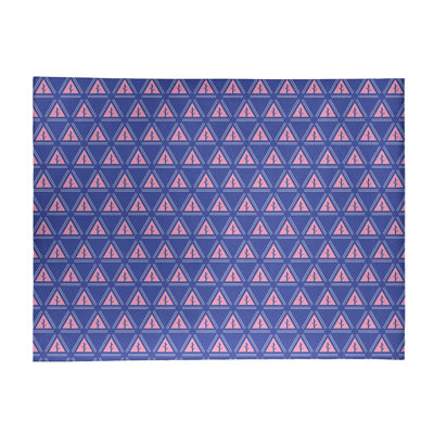 Tapis bleu anthracite/rose minimal trees