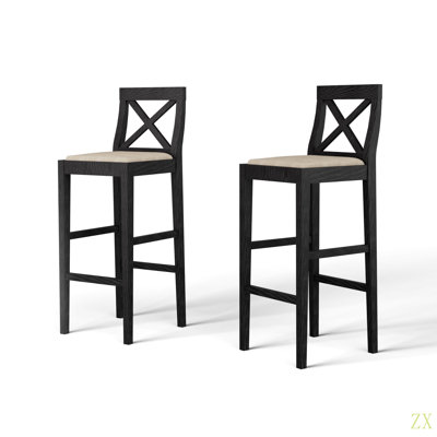 Tabouret de bar à hauteur de comptoir avec dossier, siège et repose-pieds rembourrés, îlot de cuisine en bois, chaise de salle à manger rétro pour la maison, pub