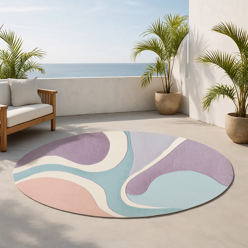 Tapis intérieur et extérieur SkyBond Ripple, Rond 5 pi