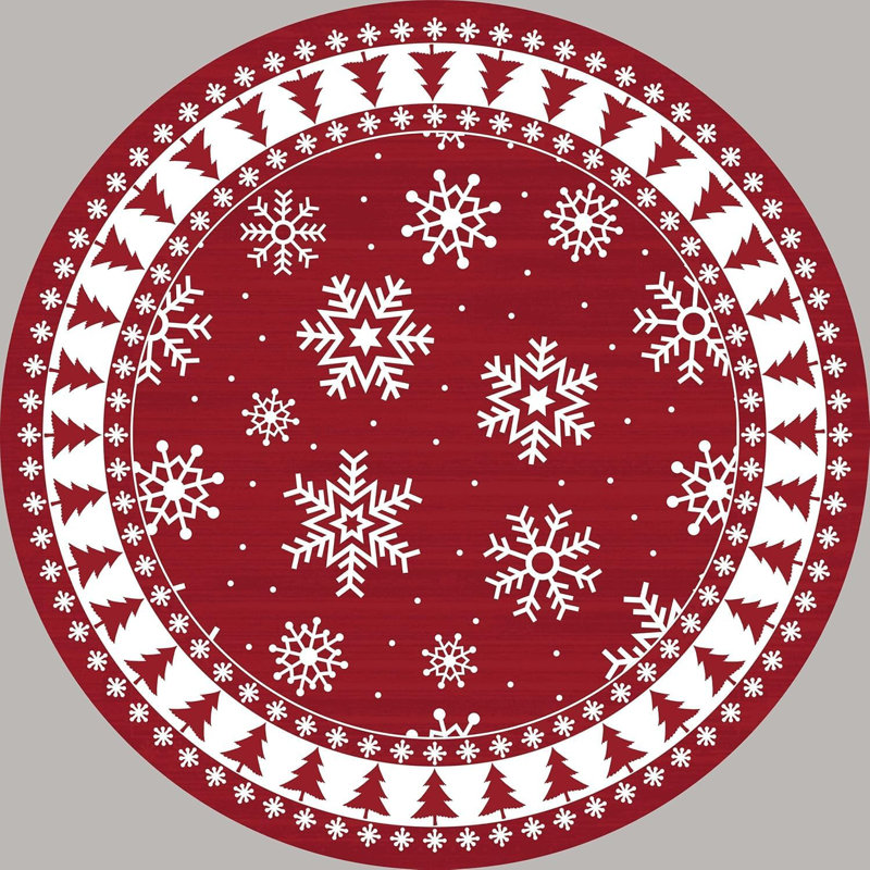 Round Abstract Machine Printed 120cm X 120cm Area Rug