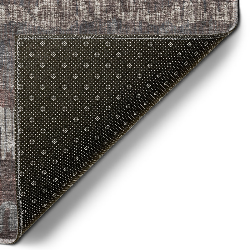 Tapis rayé tissé à la machine en brun, Rectangle de 10 pi x 14 pi