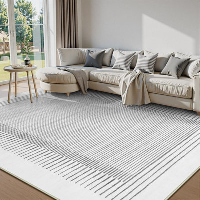 Tapis lavable à rayures berbères avec envers antidérapant Celeta Modern