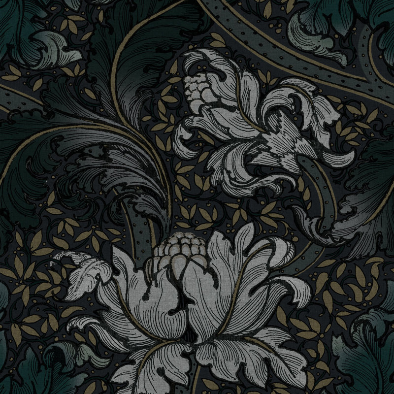 Rouleau de papier peint à motif floral Llewelyn-Bowen, Bleu