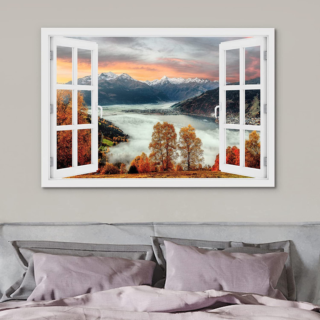 Autumn Fall " Autumn Mountain Forest River " IDEA4WALL 