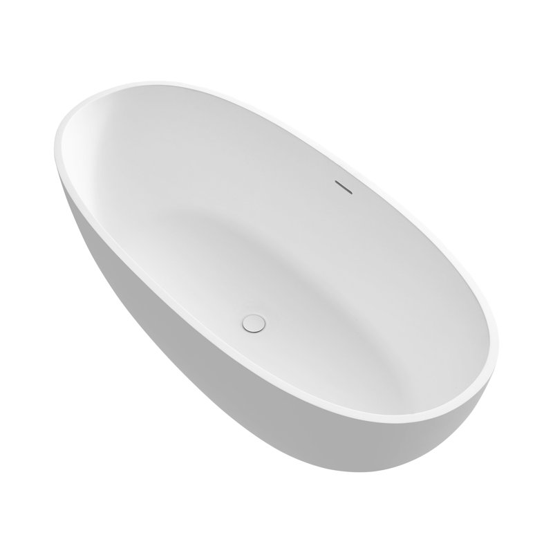 61" Solid Surface Bathtub For Deep Soaking, With Elegant Design And Feature, Advanced Insulation, Ultra- Composite, Easy Maintenance Skin- 61-Inch Soaking Bathtub, Matte Finish, Contour, Insulation