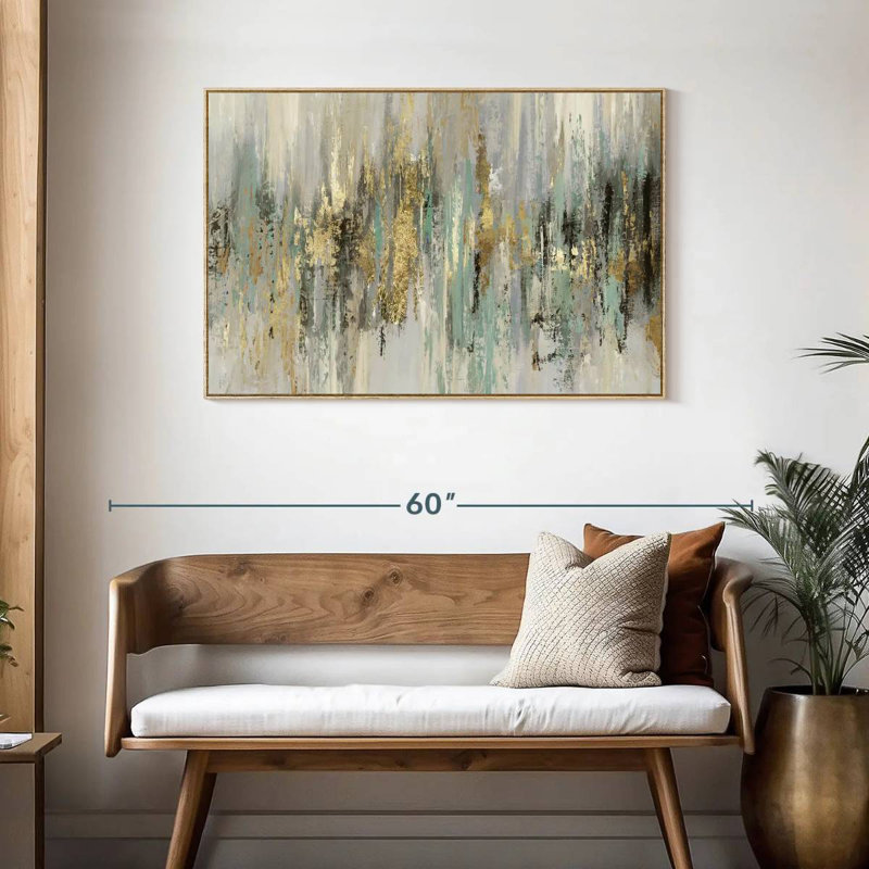 Dégoulinant d'or, Cadre flottant en bois naturel, 40 po x 27 po