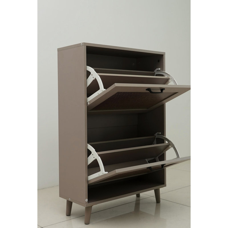 Spacious 2 Entryway Shoe Rack - Stable For Up To 12 Pairs, Quick Access, Antique Grey Engineered Wood, 9.18 In Width Storage And Convenient, Holds Easy