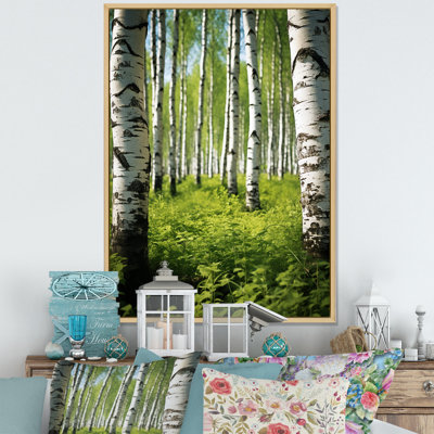 Décoration de mur blanc et vert bouleau II - paysage et nature