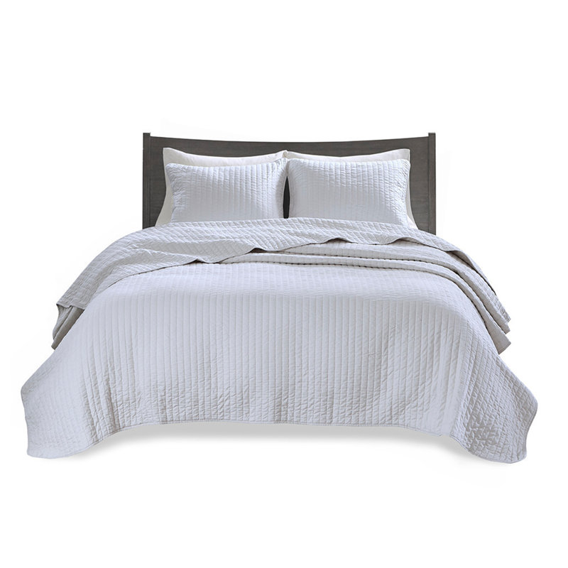 3 Piece Quilt Set White Full/Queen, White, Full/Queen Quilt + 2 Shams