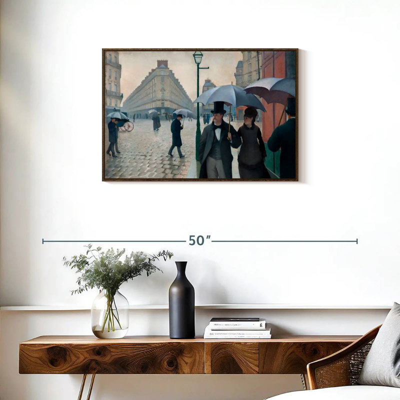 Paris, Paris, jour de pluie 1877, 31 po x 21 po, Cadre flottant noyer