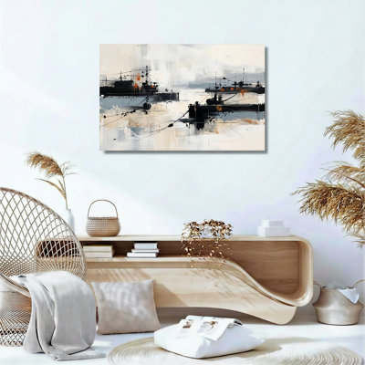 Ensemble de 1 tableau abstrait marin sur toile