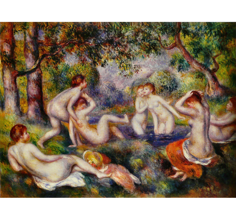 Baigneurs dans la forêt, H 18 po x l 24 po