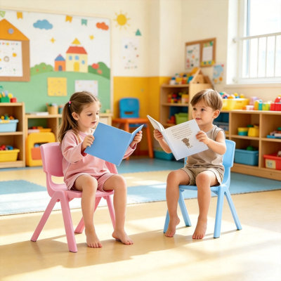12Pcs Stackable Kids Plastic Chairs, 11" Seat Toddler Flexible Seating for Classroom Daycare Elementary School,Light Colour