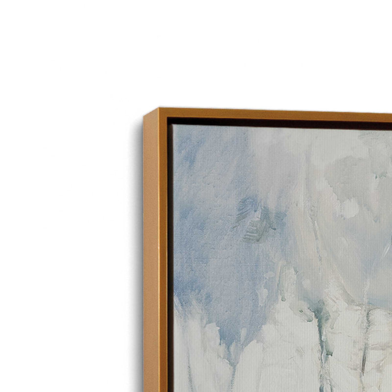 Impression de paysage aquatique tranquille,, H 24,75 po x l 24,75 po x P 1,75 po, Cadre flottant or poli, 1