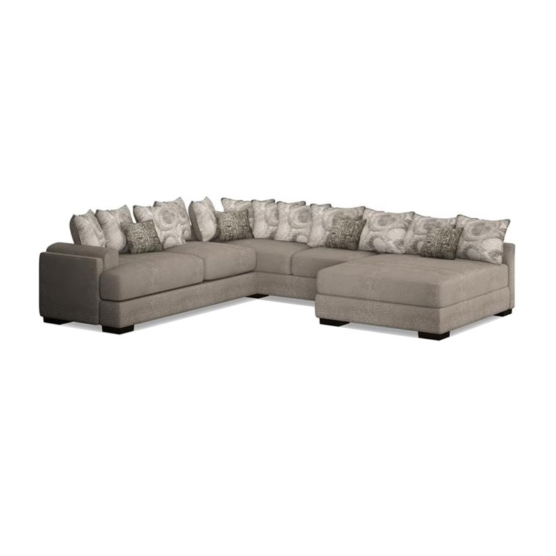 145.4" W Transitional Sectional, Light Gray