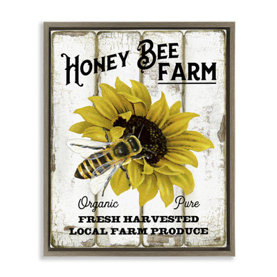  "Honey Bee Farm", art mural encadré sur toile flottante par Creatif Belle