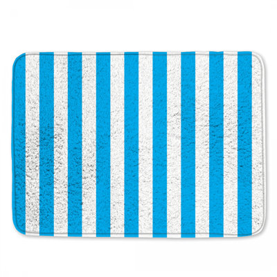 Blue White Stripes Bath Mat