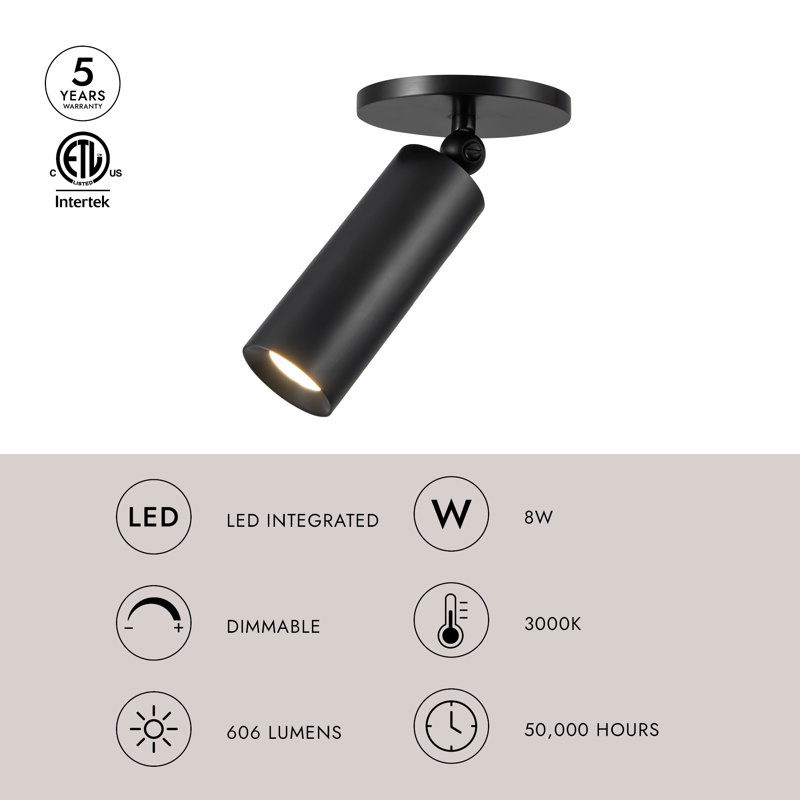 Mason 5-in Black dimmable LED Semi-Flush Mount, Antique Brass