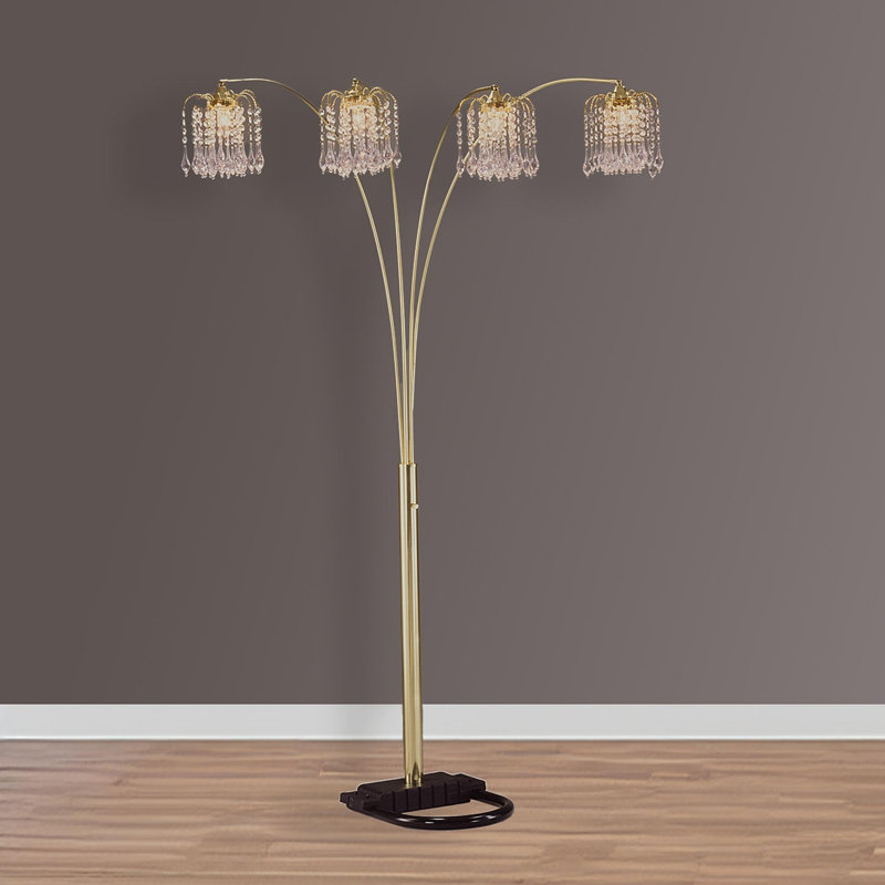 Modern Design Classic Luxury Sleek Multi-head Floor Arc Lamp Half Moon Radiant Crystal-encrusted Sleek Metallic Stems Living Room