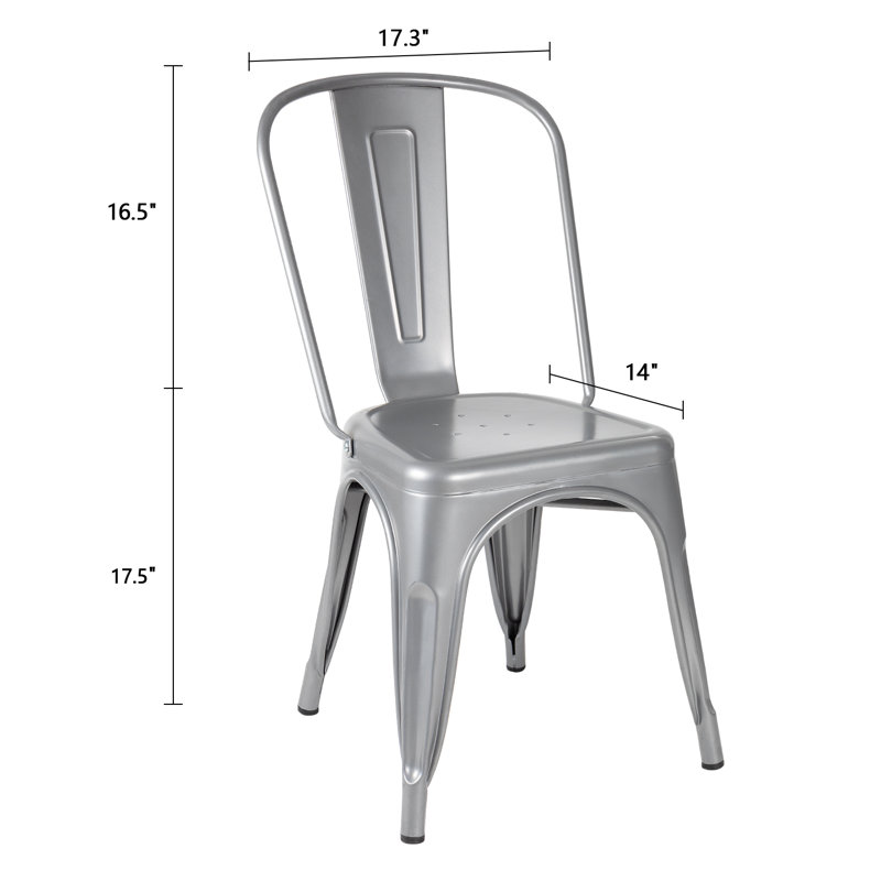 Borowski 17.7'' H Metal Stacking Side Chair, Silver