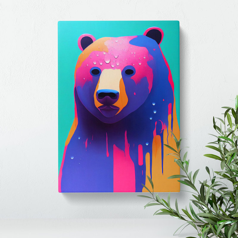 A Painted Bear No.1 Abstract - Wrapped Canvas, 76cm H x 50cm W x 3cm D