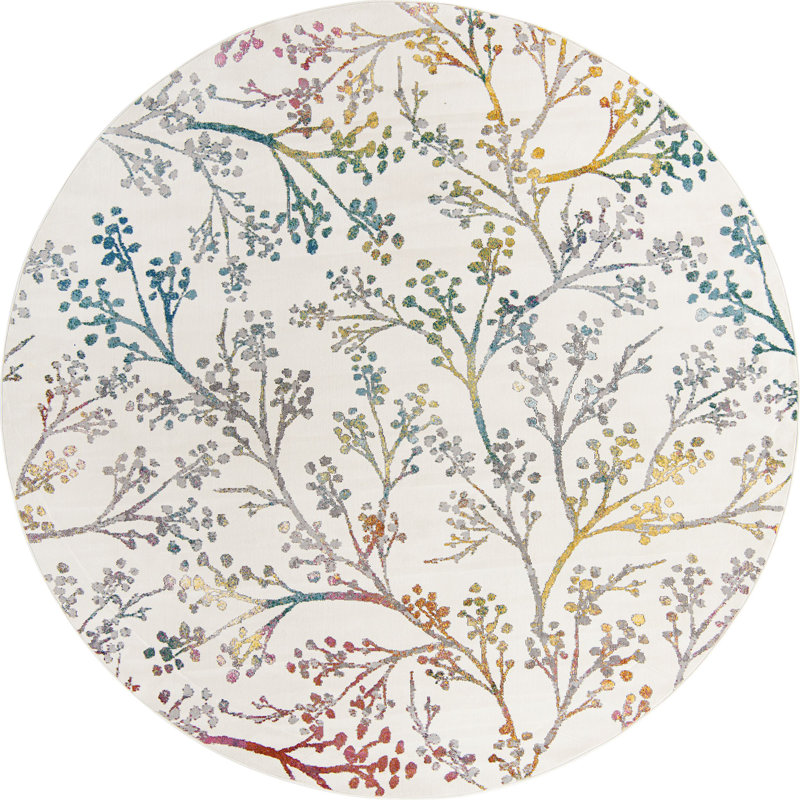 Floral Indoor Rug, Round 10'