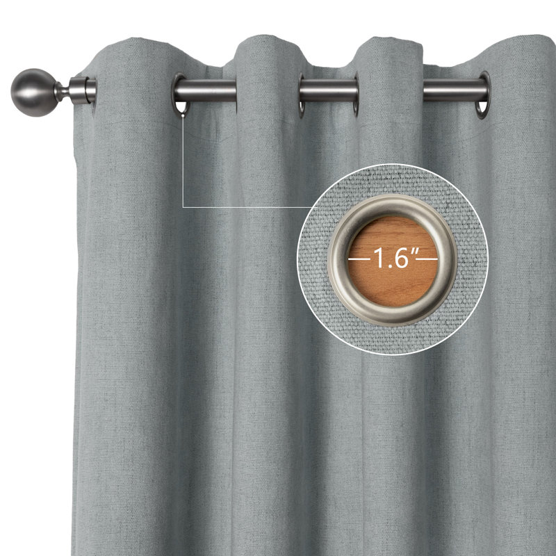 Extra Soft Chenille Grommet 100% Blackout Curtain Pair, 52" W x 84" L, Ash Blue